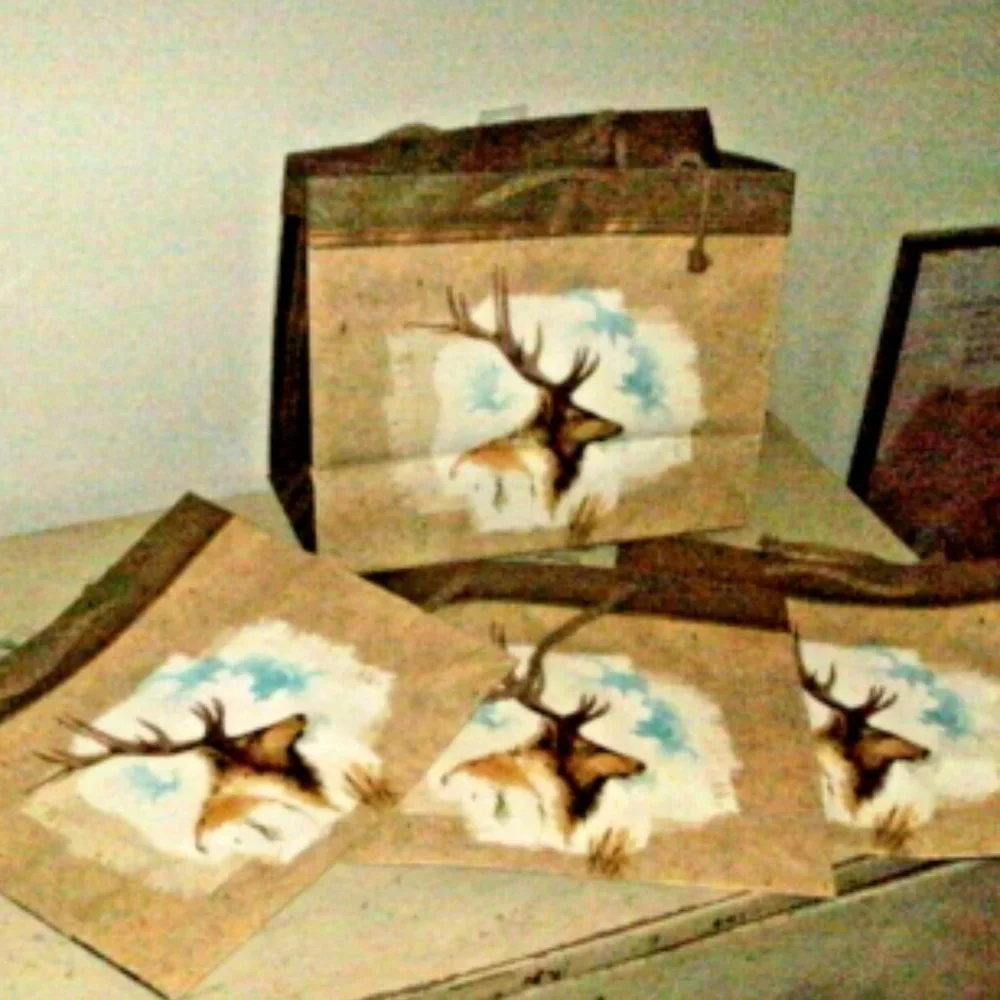 NWT LOT of 4 American Greetings Caribou Nature All Occasion Gift Bags 10x12